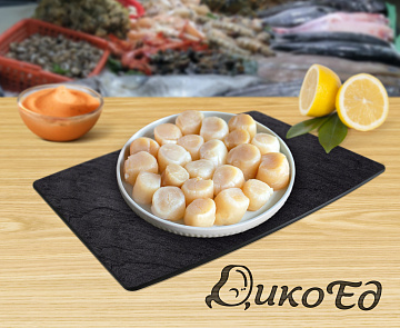 Гребешок морской дикий, заморозка, филе М 80 шт/кг Фото Гребешок морской дикий, заморозка, филе М 80 шт/кг