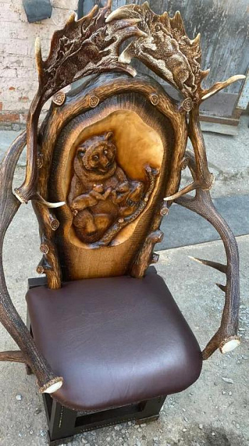 Стул из рога оленя Фото Стул из рога оленя